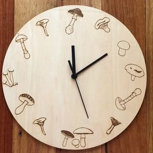 Mushroom Engraved Clock
